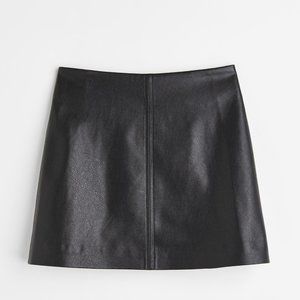 H&M Black Vegan Leather Mini Skirt, Women's Size 4